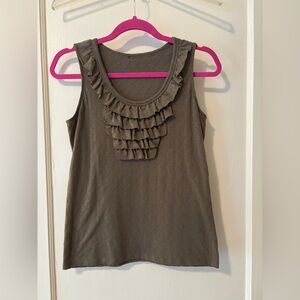 Ruffled Tank Top, Dark Gray, Size S